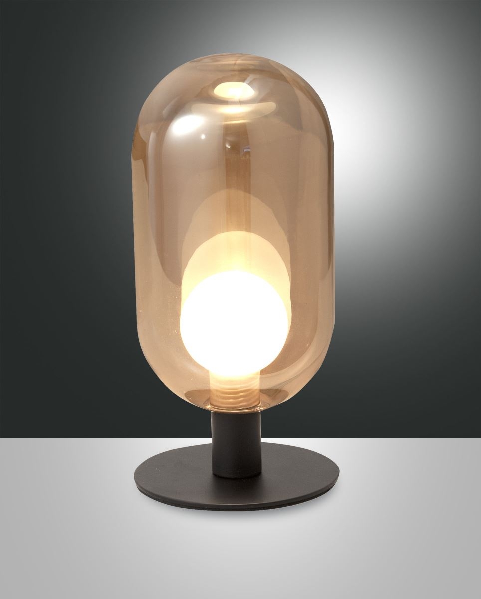 LED Tischleuchte schwarz amber Fabas Luce Gubbio G9 220lm von Fabas Luce