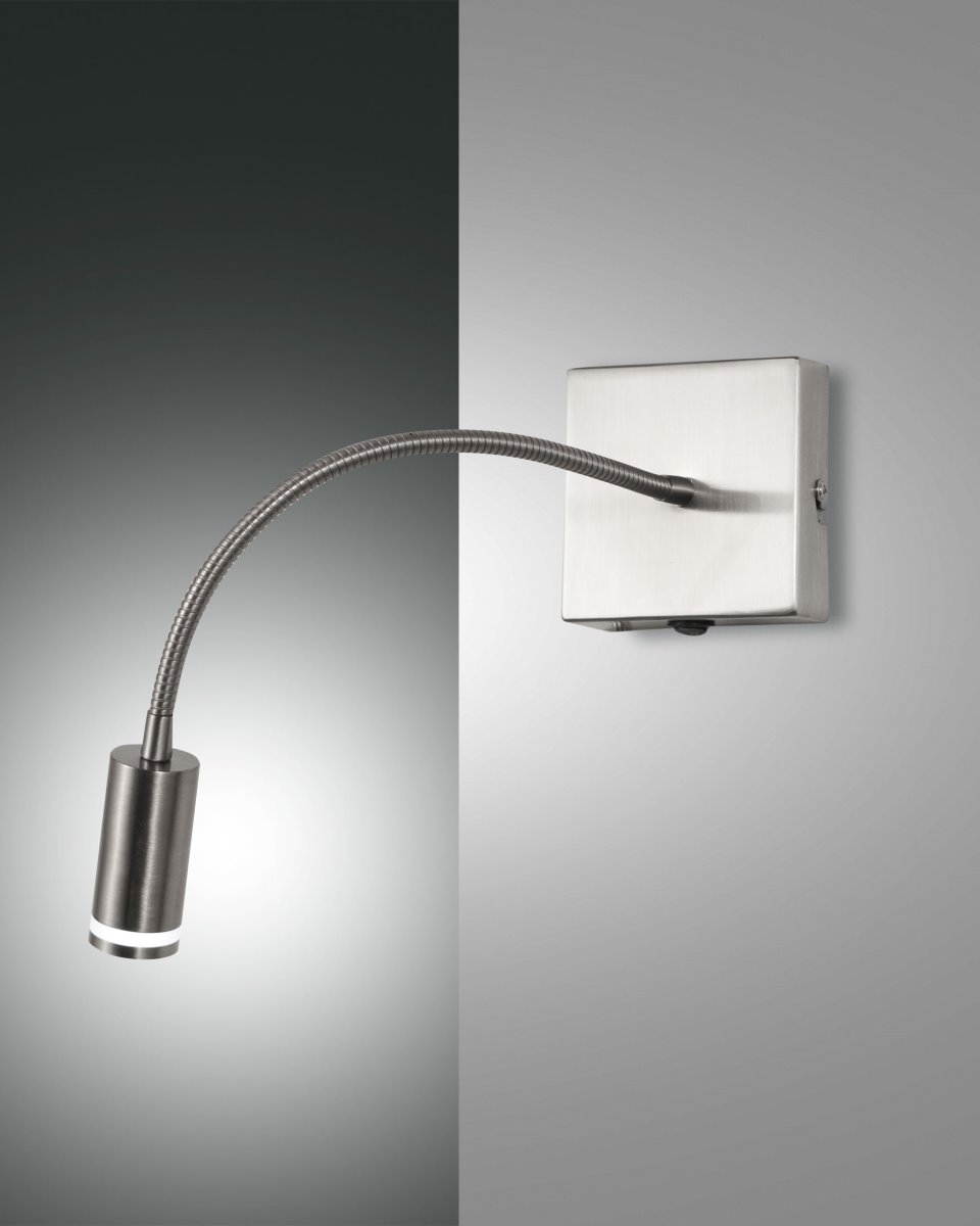 LED Wandleseleuchte nickel-matt Fabas Luce Portici 270lm mit Schalter von Fabas Luce