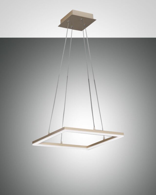 dimmbare LED Pendelleuchte Bard mattgold eckig von Fabas Luce