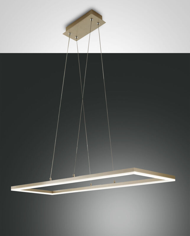 dimmbare LED Pendelleuchte Bard mattgold rechteckig von Fabas Luce