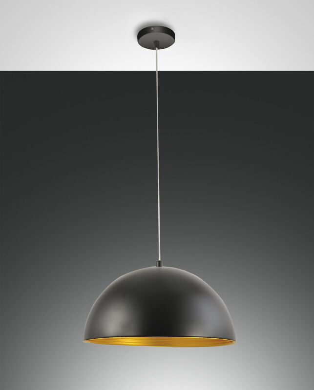 hübsche Metallpendelleuchte Dingle schwarz gold von Fabas Luce