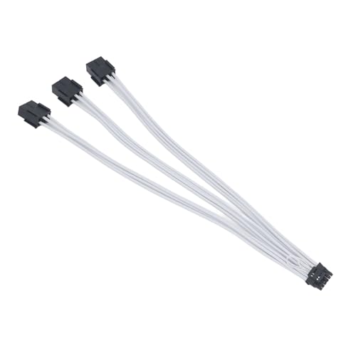 Fabater 12vhpwr 16-poliges Rechtwinkliges Kabel, Nylon mit Guter Leitfähigkeit, 16-poliges auf 3 X 8-poliges PCIe-Kabel für 3090TI-Grafikkarte (White) von Fabater
