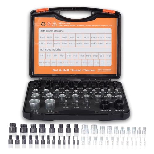 44-teiliges Gewindeprüfer-Set für Muttern und Schrauben, Metrisches Set, Gewindelehre aus Kohlenstoffstahl, für Klempner, Mechaniker, Kfz-Mechaniker, Geschlossene Bereiche von Fabater