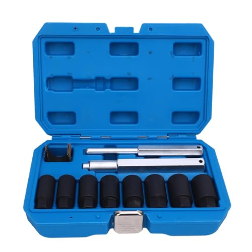 Fabater 10-teiliges Radmuttern-Entfernungswerkzeug, 1/2-Zoll-Schlagschrauber-Set & Schraubenausdreher-Set, Radsicherungs-Entferner-Set zum Entfernen beschädigter Fabater 10-teiliges Radmuttern-Entfernungswerkzeug, 1/2-Zoll-Schlagschrauber-Set & Schraubenausdreher-Set, Radsicherungs-Entferner-Set zum Entfernen beschädigter von Fabater