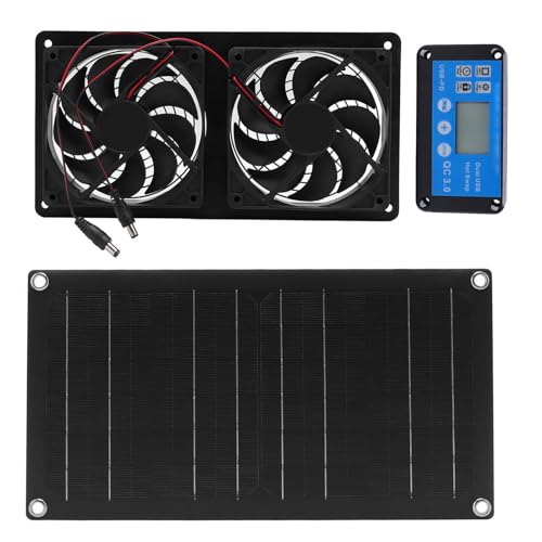 Fabater 20W Solarpanel -Ableitungslüfter mit Zeitgesteuerten Controller für den Stillen Betrieb, Einfache Installation für Innenräume von Fabater