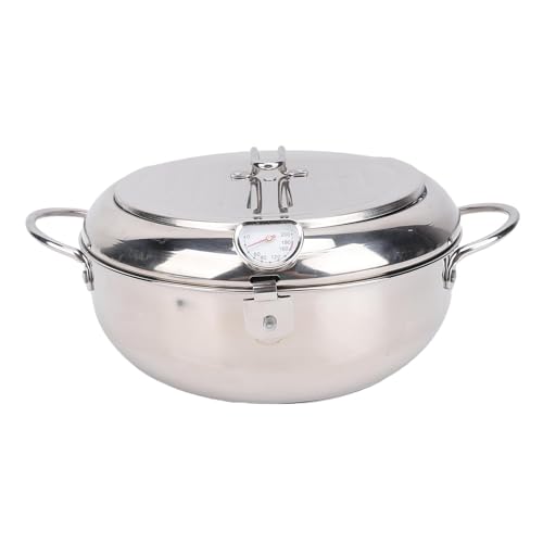 Fabater BRINIZING POT 3,2L Frittichtopf Edelstahl mit Thermometer und Öl Tropfabwässerungsregal - Ideal für Verschiedene Rezepte Gasherd Keramik Herd von Fabater