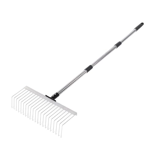 Fabater Bow Rake, 63in Heavy Duty Garten Rechen mit Abnehmbarem Edelstahl Griff, Garten Werkzeug Zur Lockerung des Bodens, Laub Ablauf Rasenhof, Verstellbare Länge von Fabater