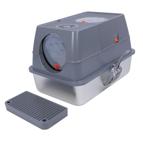 Fabater Edelstahlkatze Katzentoilette, Extra Große Geschlossene Katzentoilette mit Oberem Eingang, Hochseitiges Design für Große Katzen, Antispritzer, Leicht zu Reinigen Einschließlich (Dunkelgrau) Fabater Edelstahlkatze Katzentoilette, Extra Große Geschlossene Katzentoilette mit Oberem Eingang, Hochseitiges Design für Große Katzen, Antispritzer, Leicht zu Reinigen Einschließlich (Dunkelgrau) von Fabater