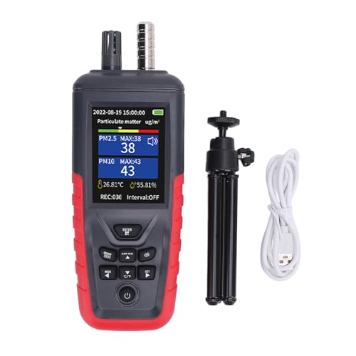 Fabater Handheld -Staubdetektor Tragbarer Luftpartikelmesser für Heimbüros, 3,2 Zoll TFT LCD -Bildschirm PM2.5 PM10 6 CH Staubpartikelzähler von Fabater