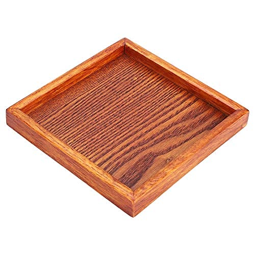Fabater Holztablett Tee-Serviertablett, Teetablett, Holz-Teetablett, tragbare quadratische Form Massivholz Kleine quadratische Form(16.5 * 16.5 * 2) von Fabater