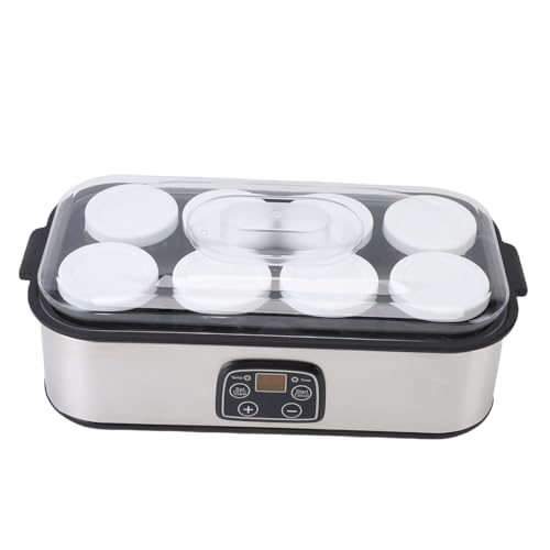 Fabater Joghurtbereiter,Automatischer digitaler Joghurtbereiter mit 8 Gläsern à 1,44 l (je 170 ml),LCD-Display mit konstanter Temperaturregelung,Edelstahldesign für den (EU -Stecker 220 V) von Fabater