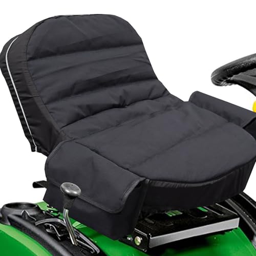 Fabater Rasenmäher -Sitzabdeckung, Regenfeste Oxford -Sitzbedeckung Beschützer mit Seitenpockt, Universeller Traktor -Rückenlehne Deckung Kissen Ersatz (BLACK) von Fabater