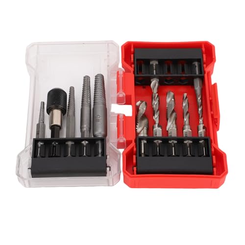 Fabater Schraubenextraktionsset, 11 -teilige HSS -Stahlbohrmaschine Bit -Kit, Gestreifte Schraubenmuttern Werkzeuge Zum Einfachen Entfernen von Rostigen Kaputten Schrauben von Fabater