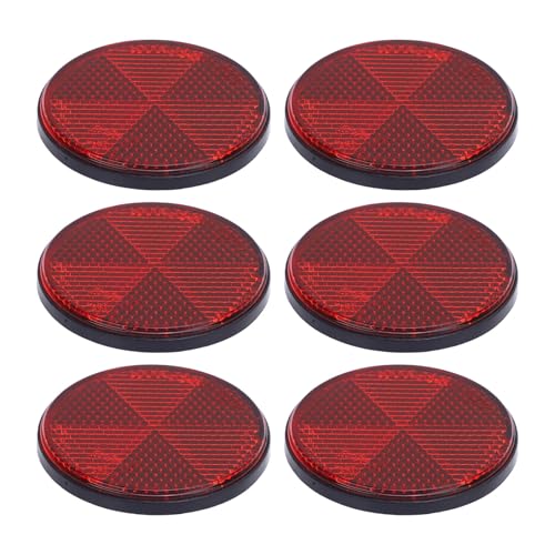 Fabater Selbstkleber Runde Reflektoren Hoher Sichtbarkeitssicherheitsreflektor für Auffahrtstunnel, 6pcs 2.24in Reflektoren für Post (Rot) von Fabater