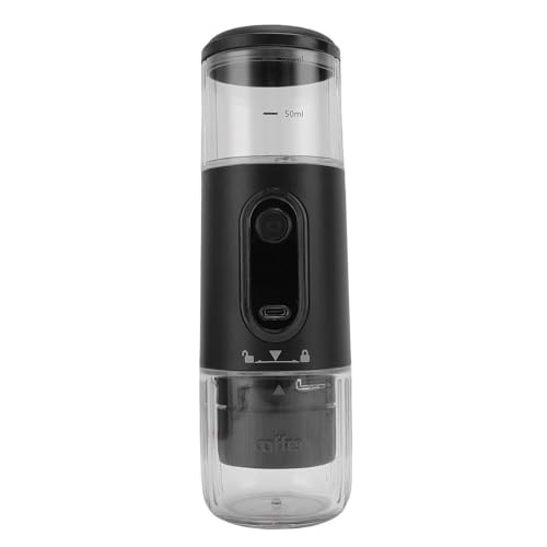 Fabater Tragbare Kaffeemaschine Wiederaufladbare Handheld -Kapsel -Kaffeemaschine für Camping Wandern Im Freien, ABS Material (BLACK) von Fabater