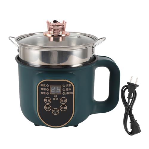 Reiskocher, 1,8 L Antihaftbeschichteter Reiskocher mit Dampfkorb, Multikocher, 600 W, Intelligente Reservierung, Kleiner Elektroherd für Nudelsuppe, Steak, Eier, (EU-Stecker 220 V) von Fabater