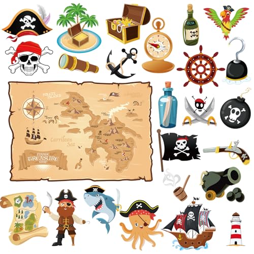 25 Stück Piraten-Kreuzfahrt-Türmagnete Halloween Lustige Schädel Auto Magnete Schiff Kreuzfahrt Tür Dekorationen Magnet Aufkleber Schatz Leckerli Truhe Kühlschrank Dekor Magnete für Karneval von Fabbay