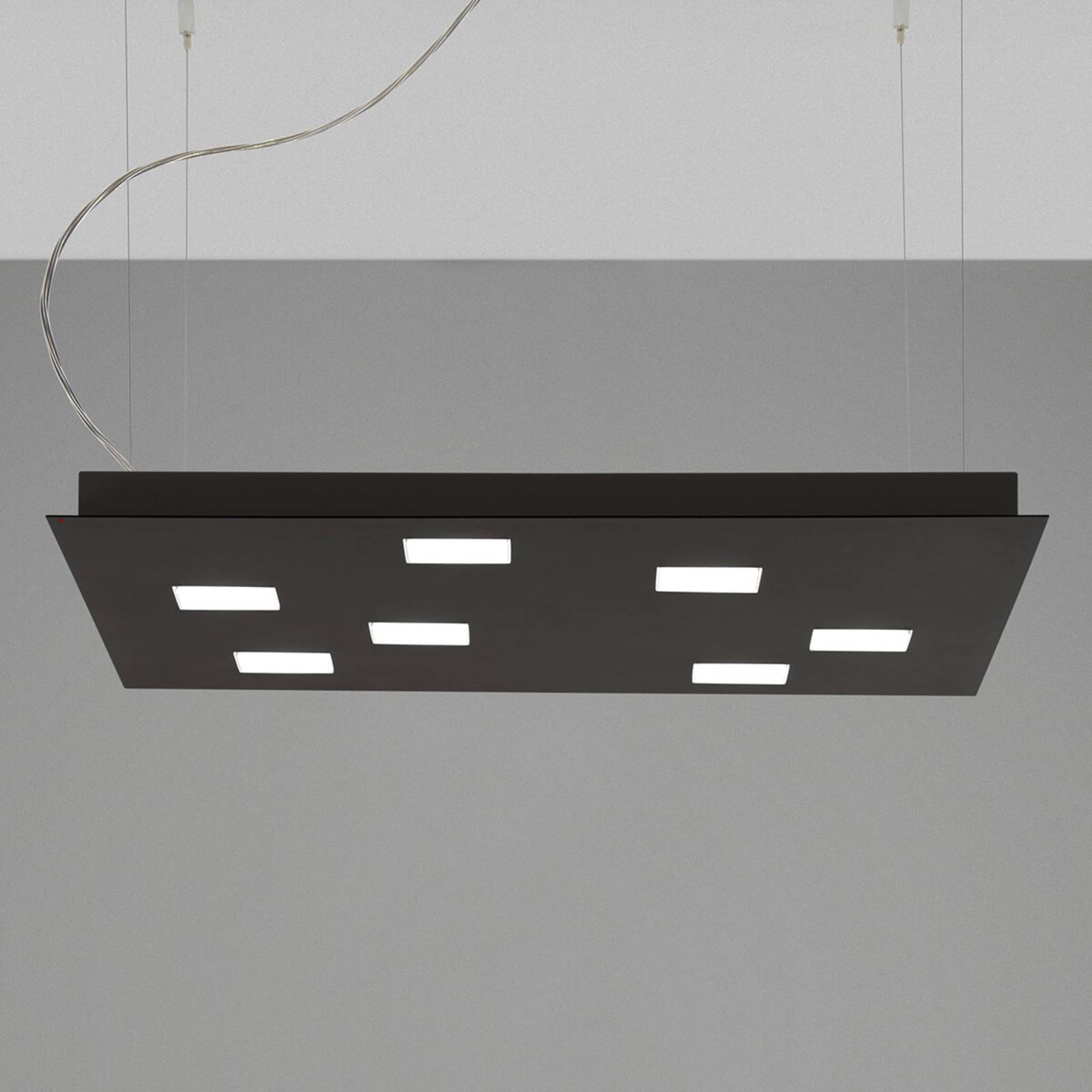 Fabbian Quarter - schwarze LED-Hängeleuchte 7flg. von Fabbian