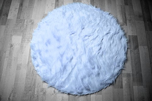 Fabelia Flokati-Stil Hochflor Shaggy Teppich Ameiny Colours - In bunten Farben und kuschelweich (90 cm rund, Hellblau) von Fabelia
