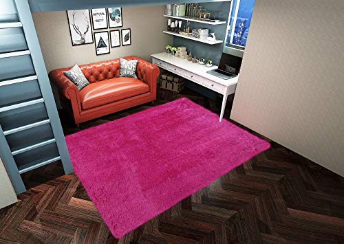 Fabelia Hochflor Langflor Shaggy Teppich Whirly (Pink, 90 cm rund) von Fabelia