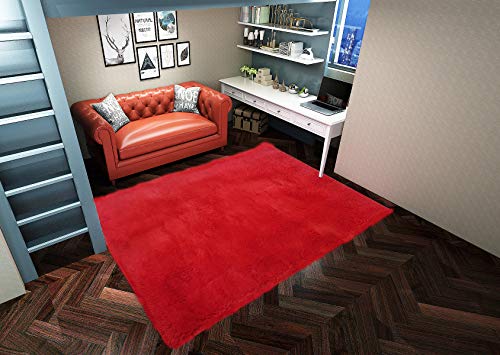 Fabelia Hochflor Langflor Shaggy Teppich Whirly (Rot, 120 cm x 180 cm) von Fabelia