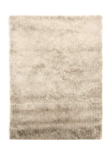 Fabelia Hochflor Teppich Shaggy Gentle Luxus - Handgetuftet, samtig weich und glänzend (140 cm x 200 cm, Beige) von Fabelia