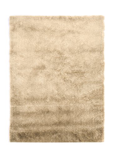 Fabelia Hochflor Teppich Shaggy Gentle Luxus - Handgetuftet, samtig weich und glänzend (140 cm x 200 cm, Beige - Sahara/Desert Sand) von Fabelia