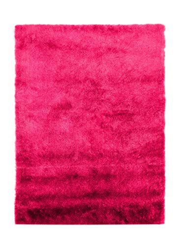 Fabelia Hochflor Teppich Shaggy Gentle Luxus - Handgetuftet, samtig weich und glänzend (140 cm x 200 cm, Magenta/Pink/Rosa) von Fabelia