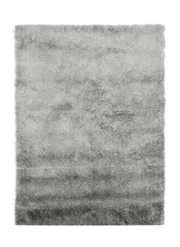 Fabelia Hochflor Teppich Shaggy Gentle Luxus - Handgetuftet, samtig weich und glänzend (140 cm x 200 cm, Silber) von Fabelia