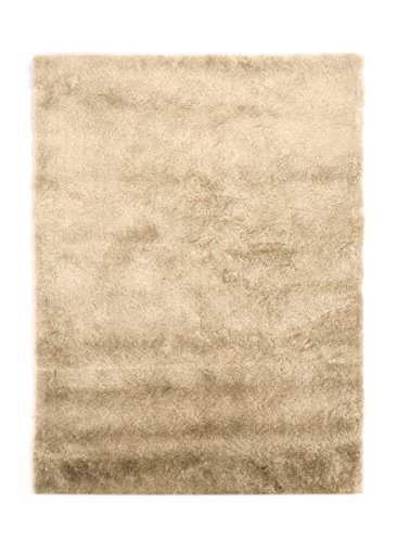 Fabelia Hochflor Teppich Shaggy Gentle Luxus - Handgetuftet, samtig weich und glänzend (80 cm x 150 cm Läufer, Beige - Sahara/Desert Sand) von Fabelia