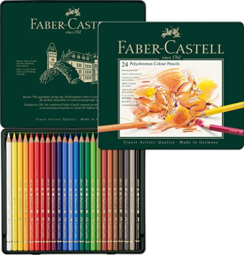 Faber-Castell 110024 - Künstlerfarbstift, 24 Polychromos Metalletui von Faber-Castell