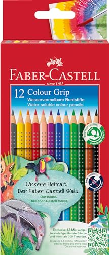 Faber-Castell 112412 Colour Grip Buntstifte für Kinder, 12er-Buntstifte-Set, Malstifte mit Grip und dreieckigem Schaft, wasserlöslichen Pigmenten, leicht auswaschbar und bruchsicher, Schulsachen Faber-Castell 112412 Colour Grip Buntstifte für Kinder, 12er-Buntstifte-Set, Malstifte mit Grip und dreieckigem Schaft, wasserlöslichen Pigmenten, leicht auswaschbar und bruchsicher, Schulsachen von Faber-Castell