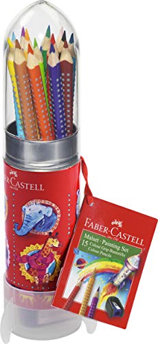 FABER-CASTELL 112457 - Malset Colour Grip Rakete, 15 Buntstifte von FABER-CASTELL