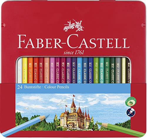 FABER-CASTELL 115824 - Buntstift Hexagonal, 24er Metalletui von Faber-Castell