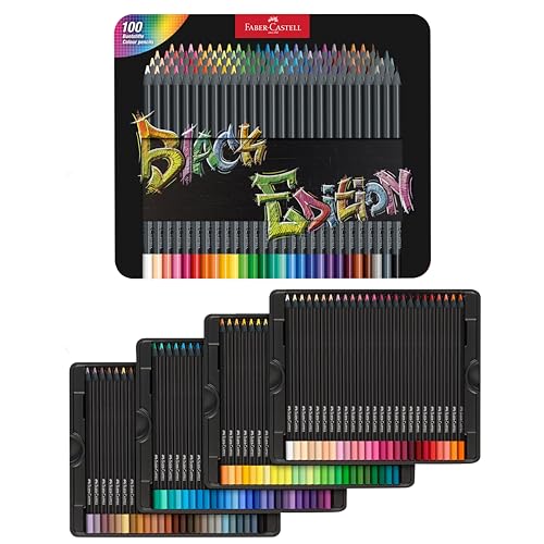 Faber-Castell 116490 - Buntstifte Black Edition, 100er Metalletui, bruchsicher, für Kinder und Erwachsene von Faber-Castell