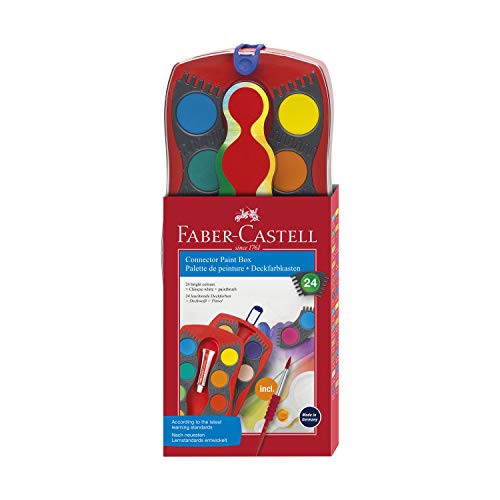 Faber-Castell 125029 - Farbkasten Connector mit 24 Farben, inklusive Pinsel mit Soft-Touch-Griffzone von Faber-Castell