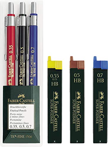 Faber-Castell 130622 Druckbleistift TK-Fine 3 Sparset (plus ein Stift 0,35 mm, 0,5 mm und 0,7 mm) von Faber-Castell