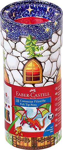 Faber-Castell 155518 - Filzstift Connector, 18er Metallbox "Schloss" von Faber-Castell