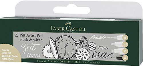 Faber-Castell 167151 - Tuschestift Pitt Artist Pen Black and White, 4er Set von Faber-Castell