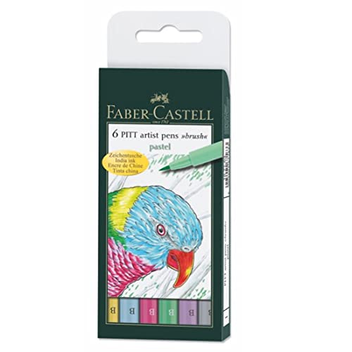 Faber-Castell 167163 - Tuschestift Pitt artist pen Pastel, 6er Packung, Stärke: B von Faber-Castell