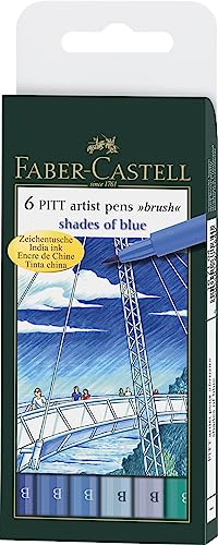 Faber-Castell 167164 - Tuschestift Pitt Artist, Stärke B, 6-er Packung, blau von Faber-Castell