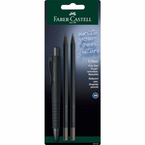 Faber-Castell 241124 - Schreibset all black, mit Kugelschreiber Poly Ball Urban und 2 Bleistifte Urban von Faber-Castell