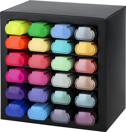 Faber-Castell 254602 Textmarker Set 24 Stück in einem stilvollen Schreibtisch-Organizer, Highlighter Pens mit Präzisions-Keilspitze, Leuchtende Farben, Ergonomisches flaches Design von Faber-Castell