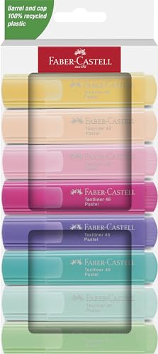 Faber-Castell 254658 - Textmarker Set 46, 8 Pastell Textmarker mit langlebiger Keilspitze, Strichbreite 1-5 mm, nachfüllbar von Faber-Castell