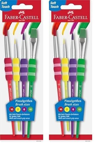 Faber-Castell 481600 - Pinsel Set mit Softgriffstück, Pastell, 4-teilig (Packung mit 2) von Faber-Castell