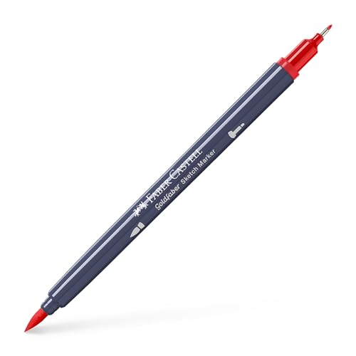 Faber-Castell Goldfaber Sketch Marker Marker Dual Doppelspitze (Fineliner & Pinsel), Scarlet Red (118), Einzelstift von Faber-Castell