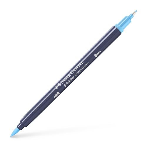 Faber-Castell Goldfaber Sketch Marker Marker Dual Doppelspitze (Fineliner & Pinsel), Wasserblau (164), Einzelstift von Faber-Castell