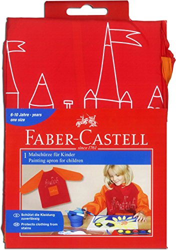 Faber-Castell  Kinder-Malschürze , Rot / Orange, Schürze + Becher von Faber-Castell