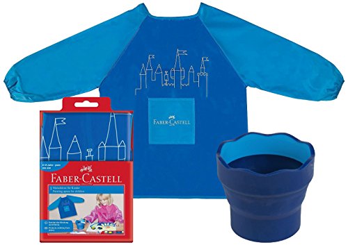 Faber-Castell  Kinder-Malschürze , Blau, Schürze + Becher von Faber-Castell