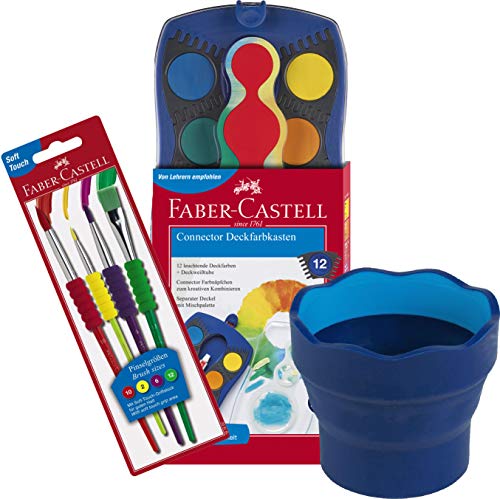 Faber-Castell , Kunststoff, Malset (Farbkasten + Softpinsel + Becher, Blau) von Faber-Castell
